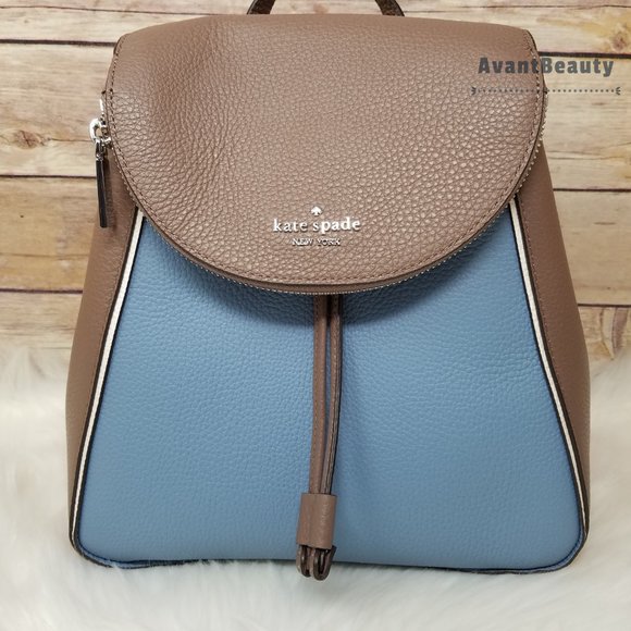 Kate Spade Medium Flap Backpack Colorblock blue display picture 3
